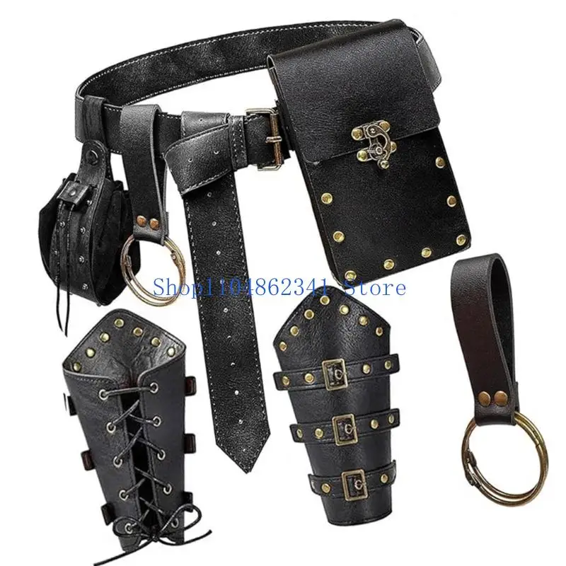 5asd Medieval Adventure Belt Bag System 5PCS Cosplay Accessories Set With Dedicated Phone Pocket For Outdoor Enthusiast