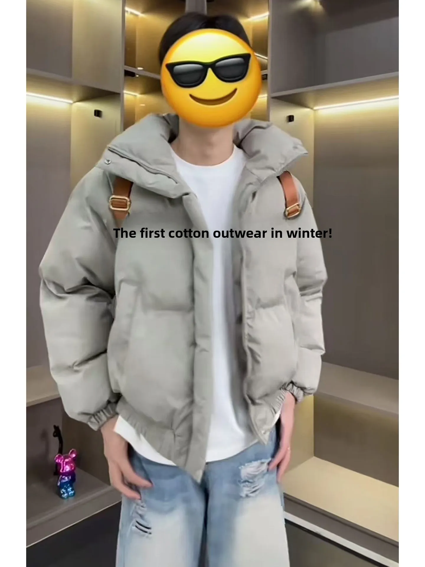 

Retro American ort Cotton Jaet for Men Autumn Winter Thiened Warm Stand Collar Bread Sle Coat Youth Faion Trend