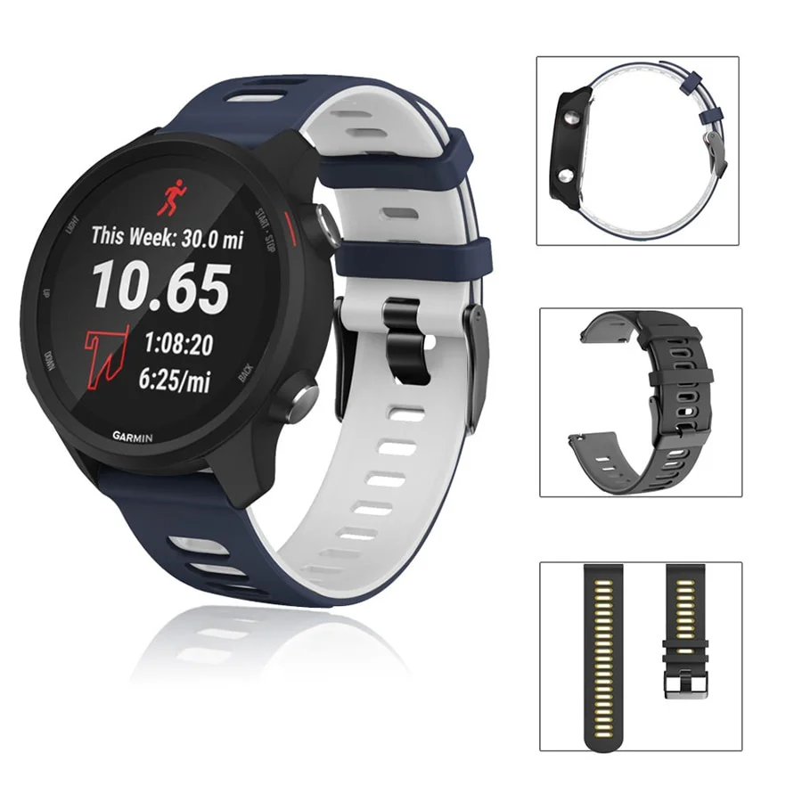 Cinturino sportivo in Silicone morbido da 20mm 22mm per cinturino Garmin Vivoactive 3 4 per Huawei Watch GT 2 cinturino per cinturino per Garmin