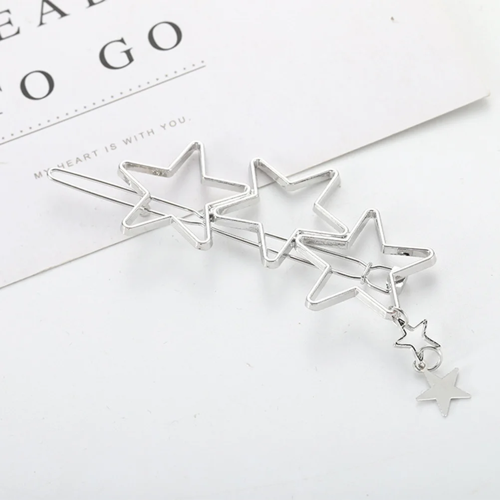 

Bobby Pin Silver Star Hair Clip Alloy Hollow Design Side Barrette for Meetings Parties Daily Wear Hair Accessories