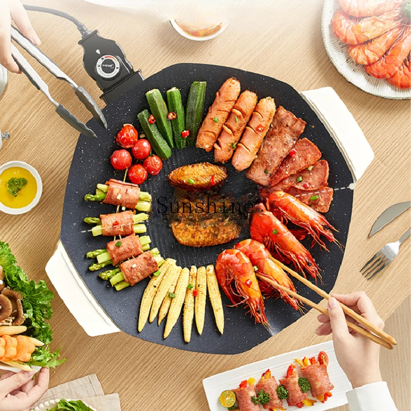 

Electric barbecue pan Household barbecue pan BBQ grill integrated indoor light smoke Outdoor barbecue pan