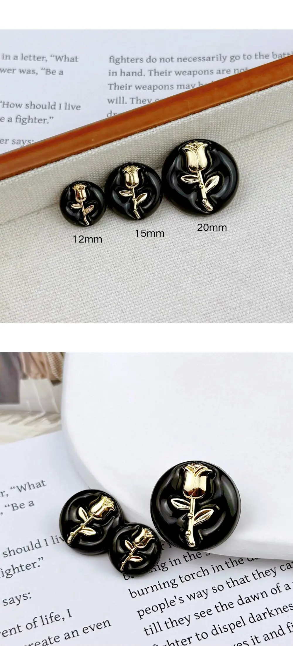 10 Stück Metallknöpfe zum Nähen von Kleidung, Mänteln, hochwertige Knöpfe, DIY-Handwerk, Kleidungszubehör, Inlay-Blumendekoration, kreisförmige Knöpfe – Detail 5