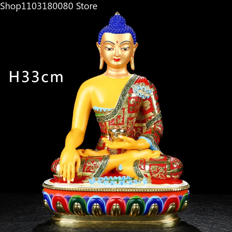 

Copper Brass hand-painted Sakyamuni buddha statue Nepal Tibet buddhism Amitabha sculpture home decor Large size 33cm,21cm,16cm