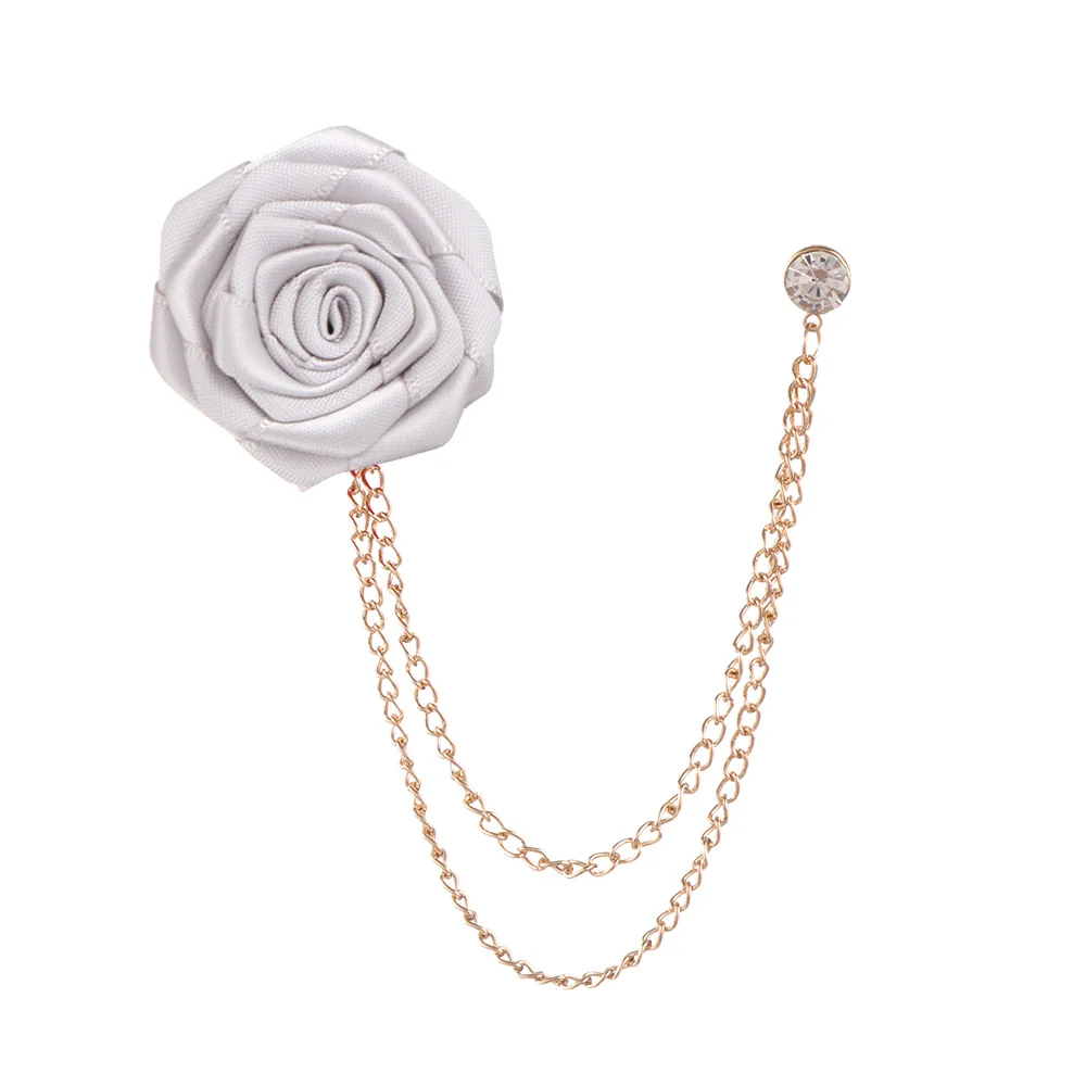 Fashion Men Accessories Wedding Boutonniere Clothes Rhinestone Lapel Pin Shirt Jacket Collar Suit Corsage Rose Flower Brooch