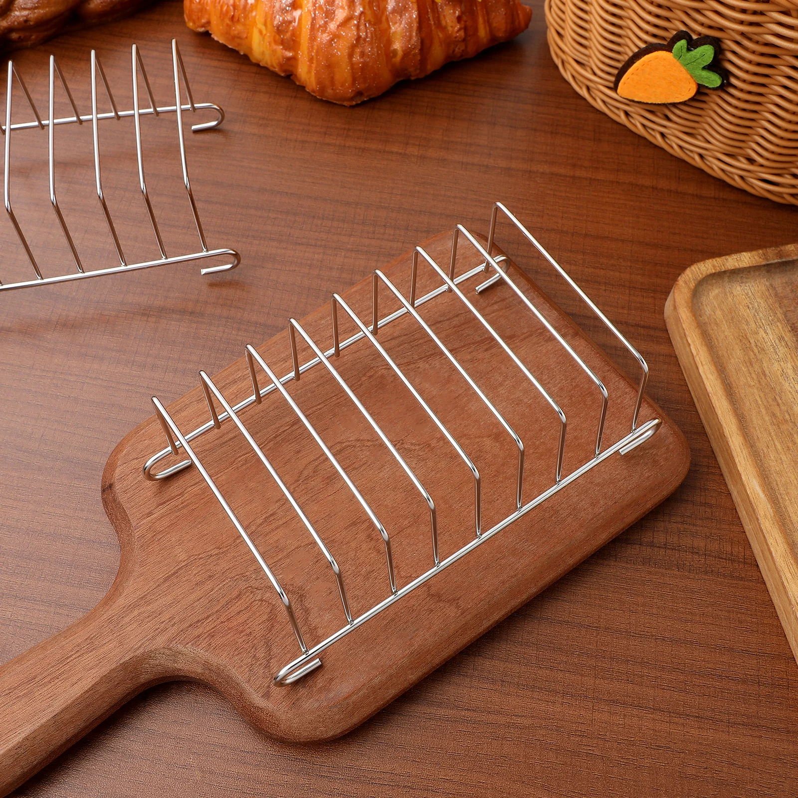 

2Pcs Bread Rack Accessories Air Fryer Rack Stainless Steel Stand Heavy Duty Oven Toast Holder Cooking Tool Air Fryer Accessories