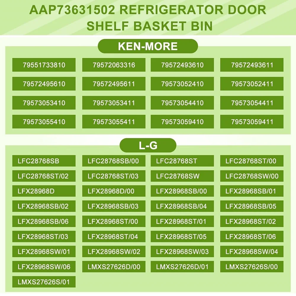 AAP73631502 صندوق باب الثلاجة متوافق مع رف باب الثلاجة LG Kenmore (يمين) 2652330، AP5673810، AAP72909218
