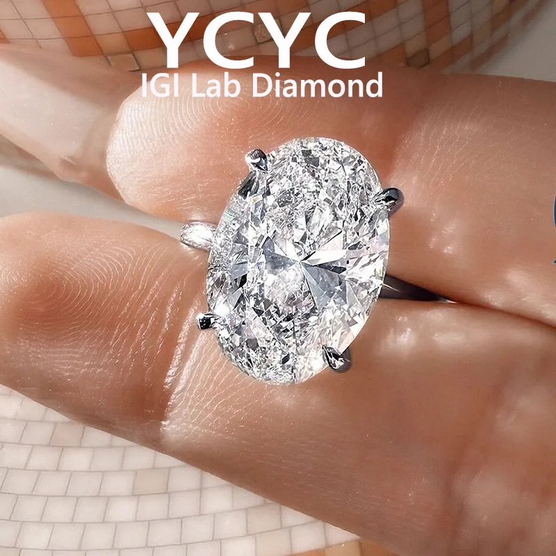 

18K Gold Lab Grown Diamond Ring Oval Cut Diamond CVD HPHT DEF VS-VVS Wedding &Engagement Ring ﻿