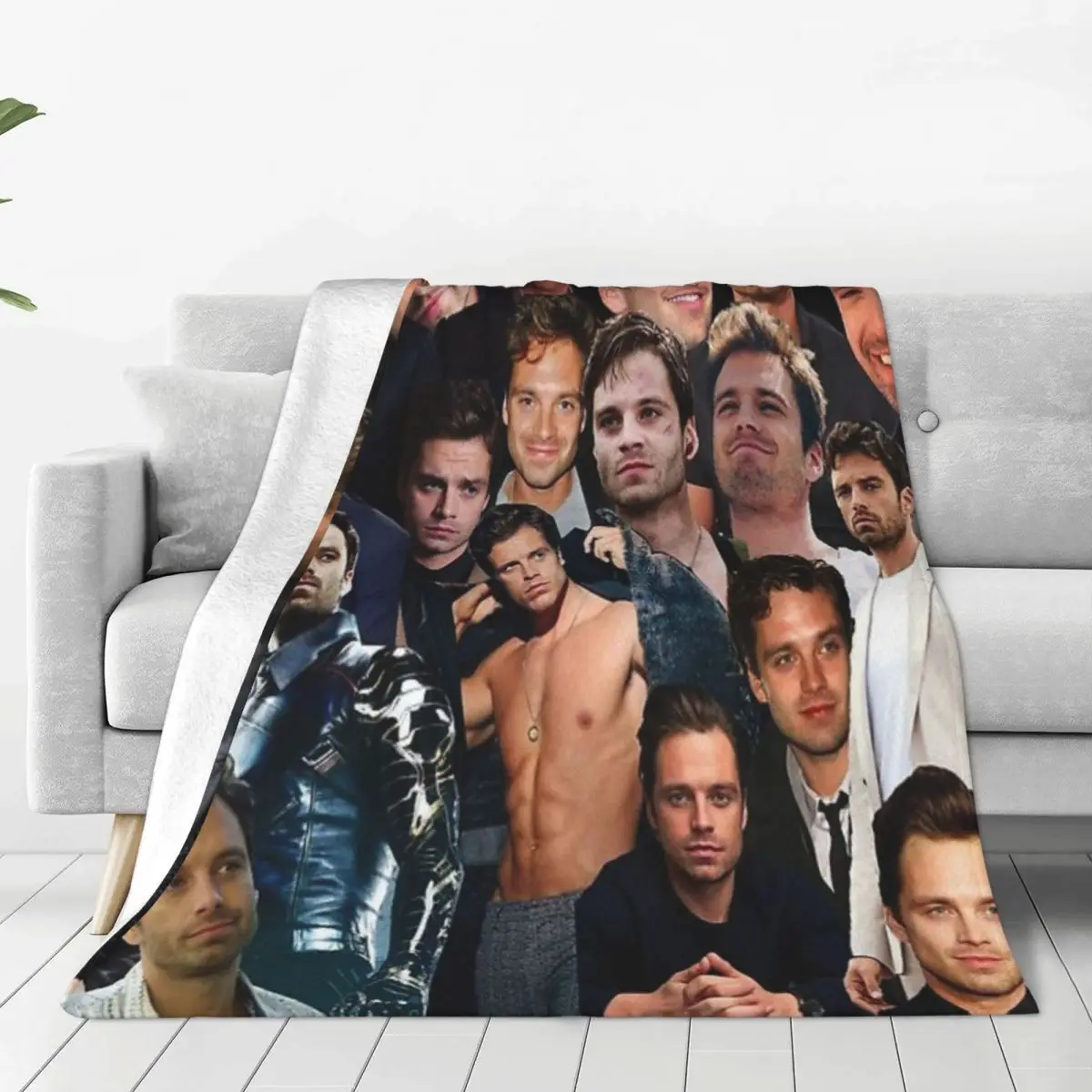 Sebastian Stan Collage Blanket Flange Textile Decor Portable Super Soft Throw Blankets for Home Office Plush Thin Quilt