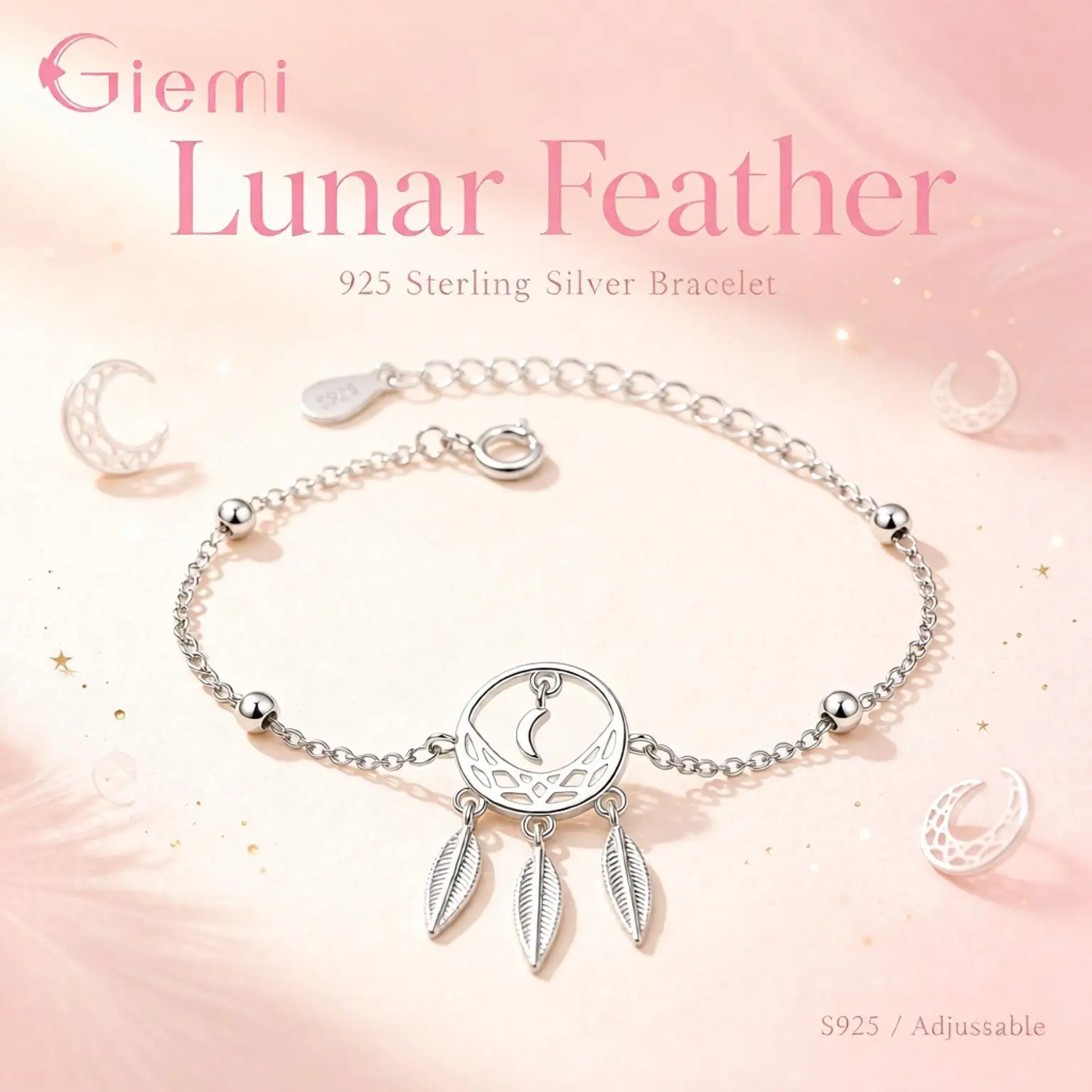 Charming 925 Sterling Silver Hollow Dream Catcher Adjustable Bracelets Girls Anniversary Jewelry
