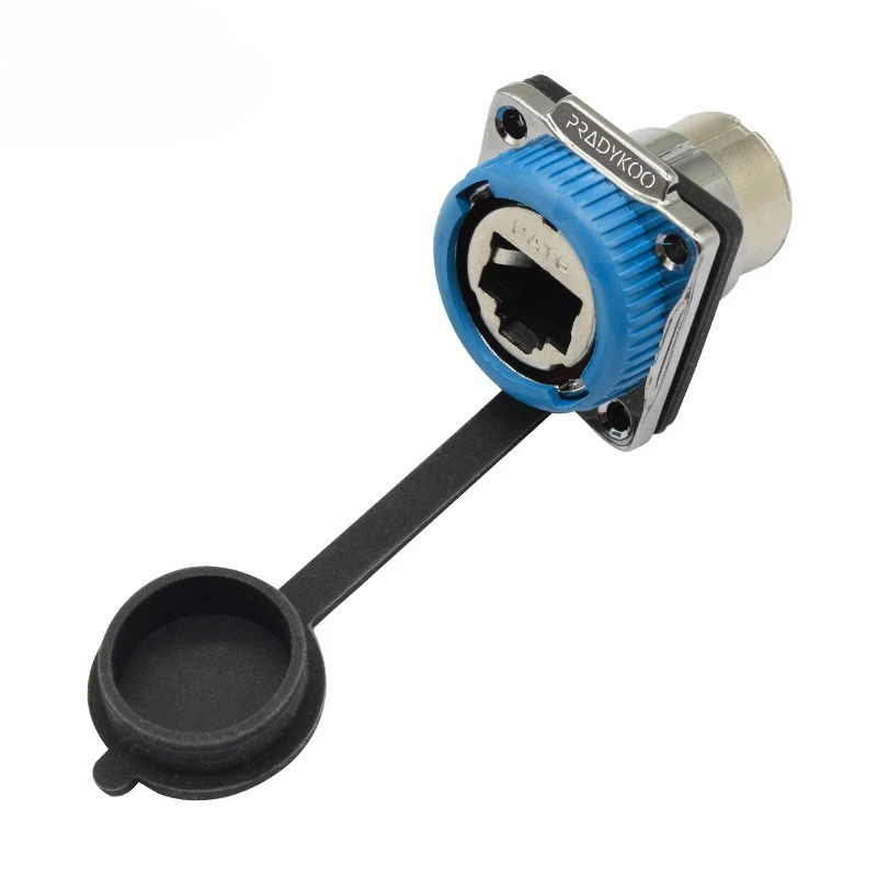 Round RJ45 network cable connector CAT6 butt head Dual pass dustproof 8P8C network through metal rj45 head