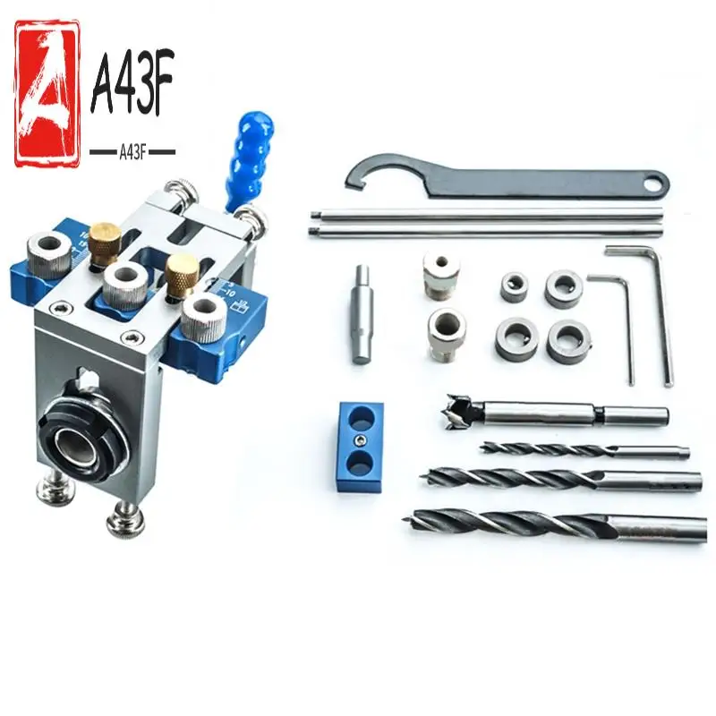 

A43F-Quick Release Dowel Jig Pocket Hole Jig Drill Guide Locator For Wood Board Splicing Woodworking Tools Aluminum