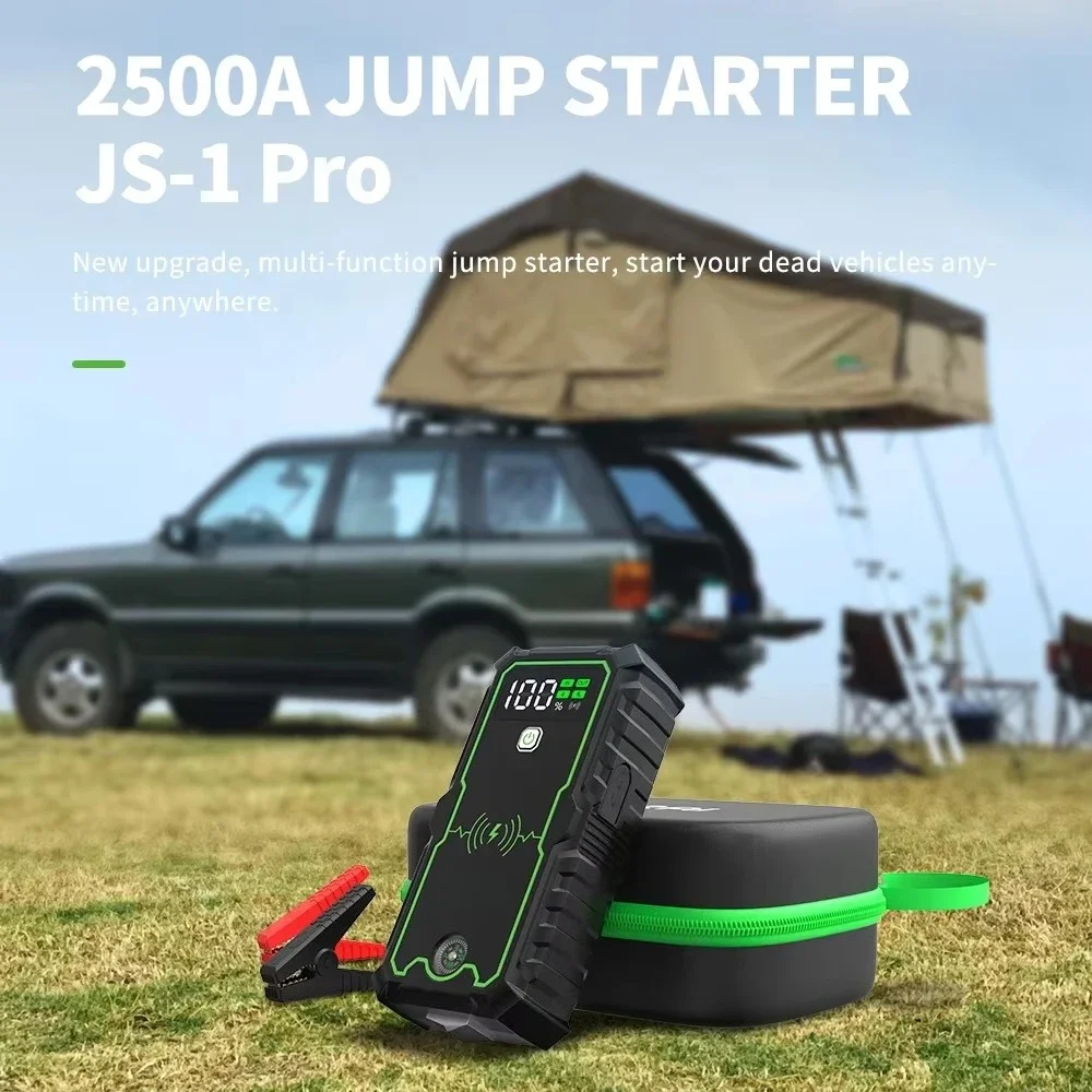 JS-1 Professional Multi-Function Electric Car Tool 12V Car Booster Wireless Charging 2500A Jump Starter