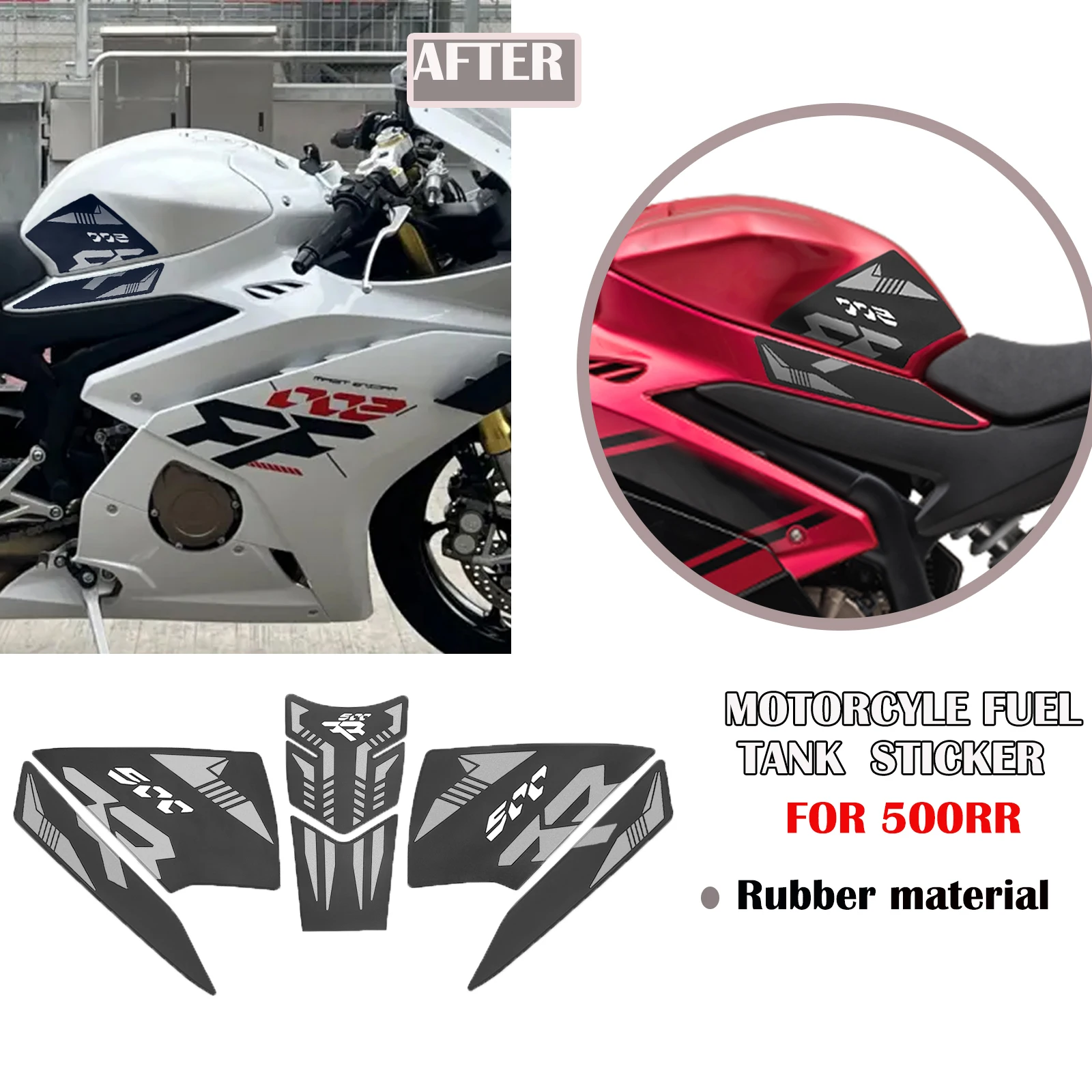 

FOR ZXJC 500RR 500 RR 2025 New Motorcycle anti-slip fuel tank pad grip fuel tank side protector fuel tank traction pad