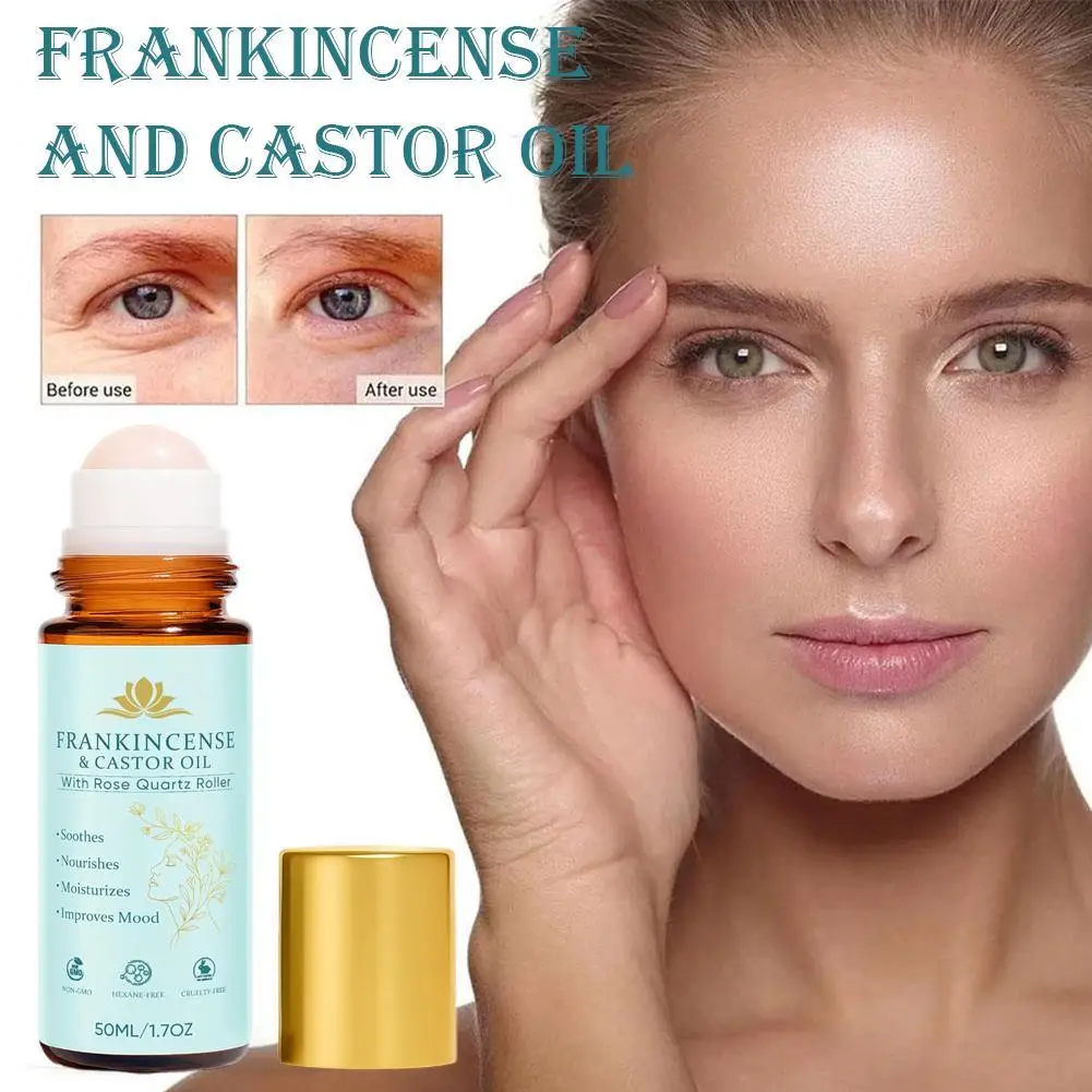 

50 мл касторовое масло и ладан, ролик для глаз, против морщин, круги под глазами, уход за кожей, ролик для удаления глаз, темные укрепляющие пакеты, эфирное масло