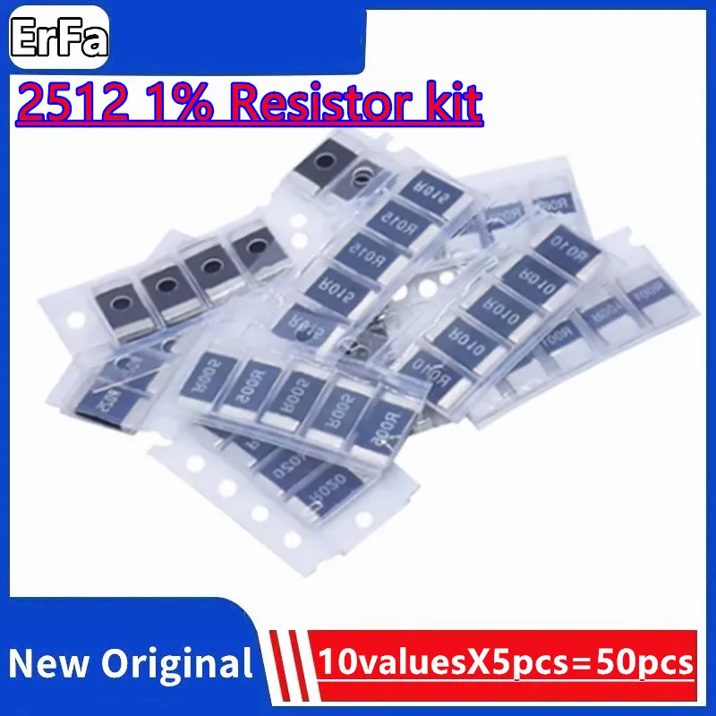 

10 ценностей 5 шт. = 50 шт. сопротивление сплава 2512 SMD комплект образцов резистора R001 R002 R005 R050 R008 R010 R015 R020 R025 R100 R470 R330