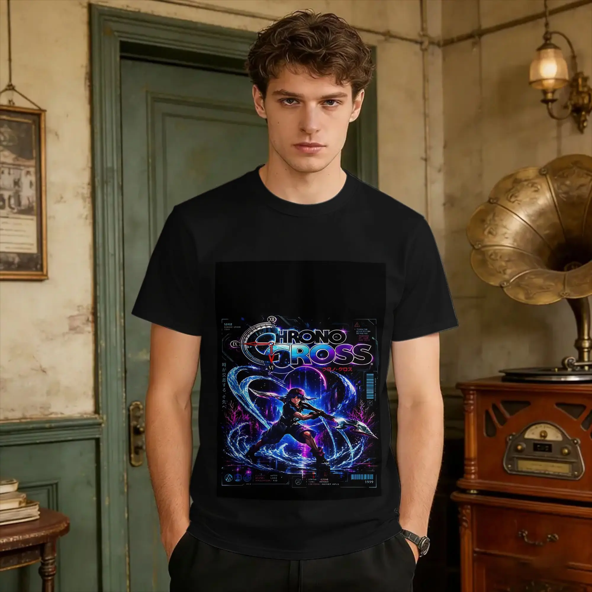 Cyberpunk Serge The Chrono Trigger Neon Time Breaker-Aesthetic T-Shirt Beach  100% Cotton T-Shirts For Men's Tee Shirt