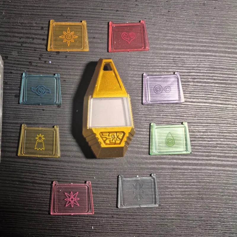 Digital Elf Luminous Evolution Key With 8 Elements Badge Set Anime Cosplay Accessory Necklace Pendant Collectible Toy Fans Gift