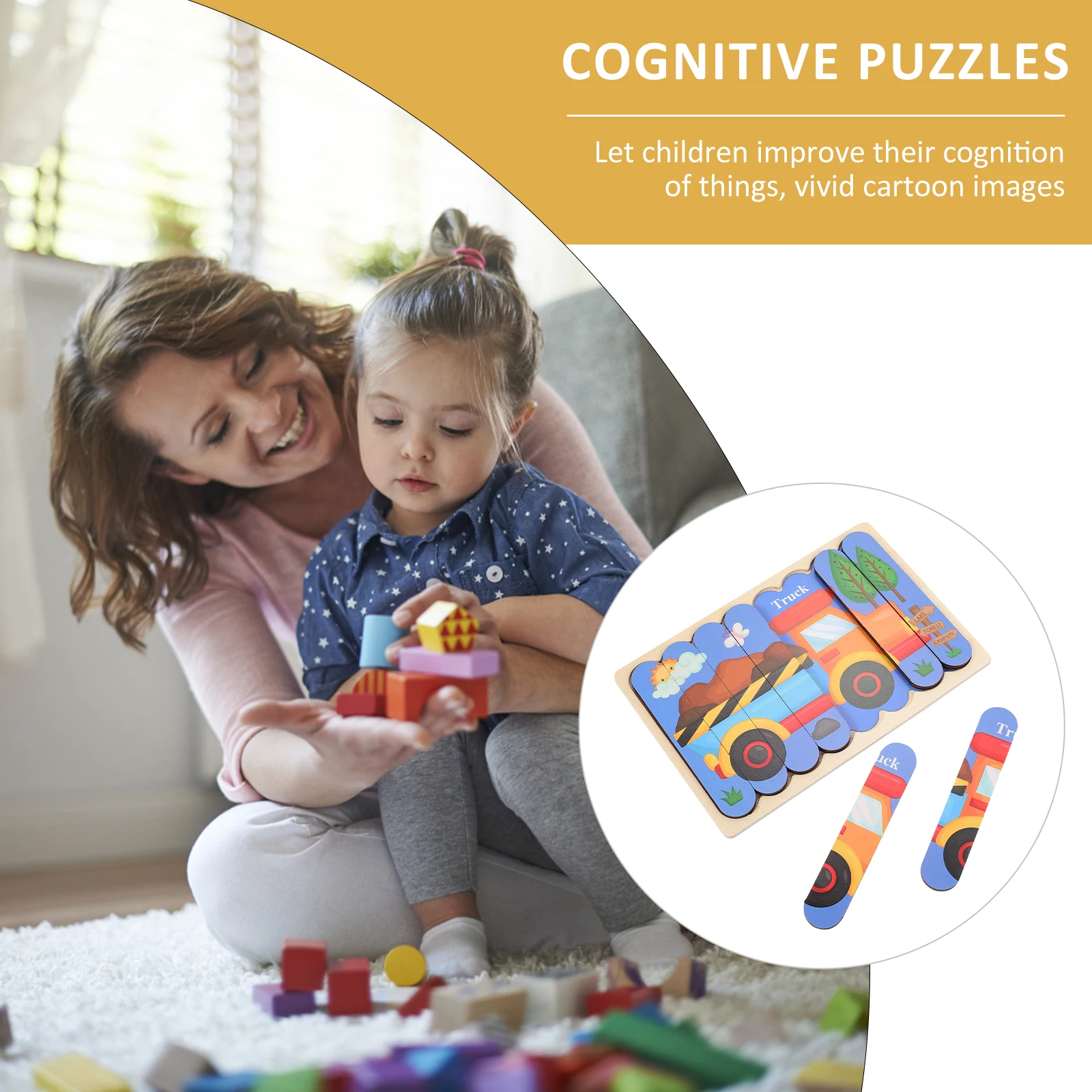 

Jigsaw Puzzle Toddler Puzzles for Kids Stick Early Learning Toy Wood Toys Child