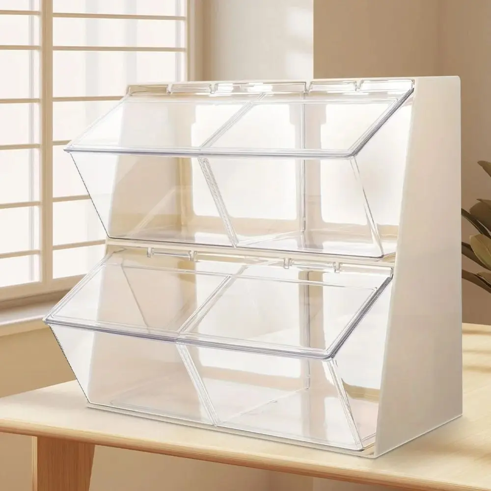 

Plastic Tea Bag Storage Box Large Capacity with Cover Coffee Capsule Storage Rack Dustproof Transparent Coffee Pod Holder