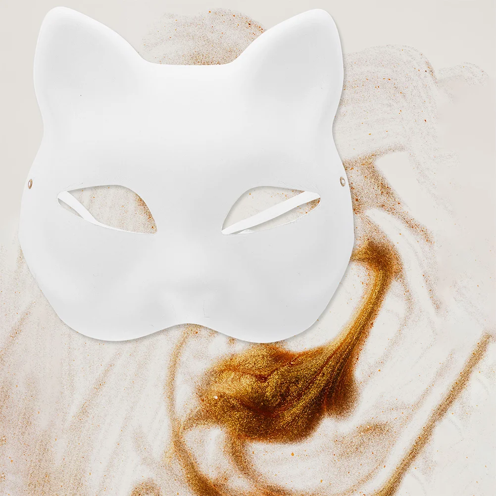 2 Pcs Unfinished Masks Blank Halloween White Masquerade For Women Paper DIY Cat