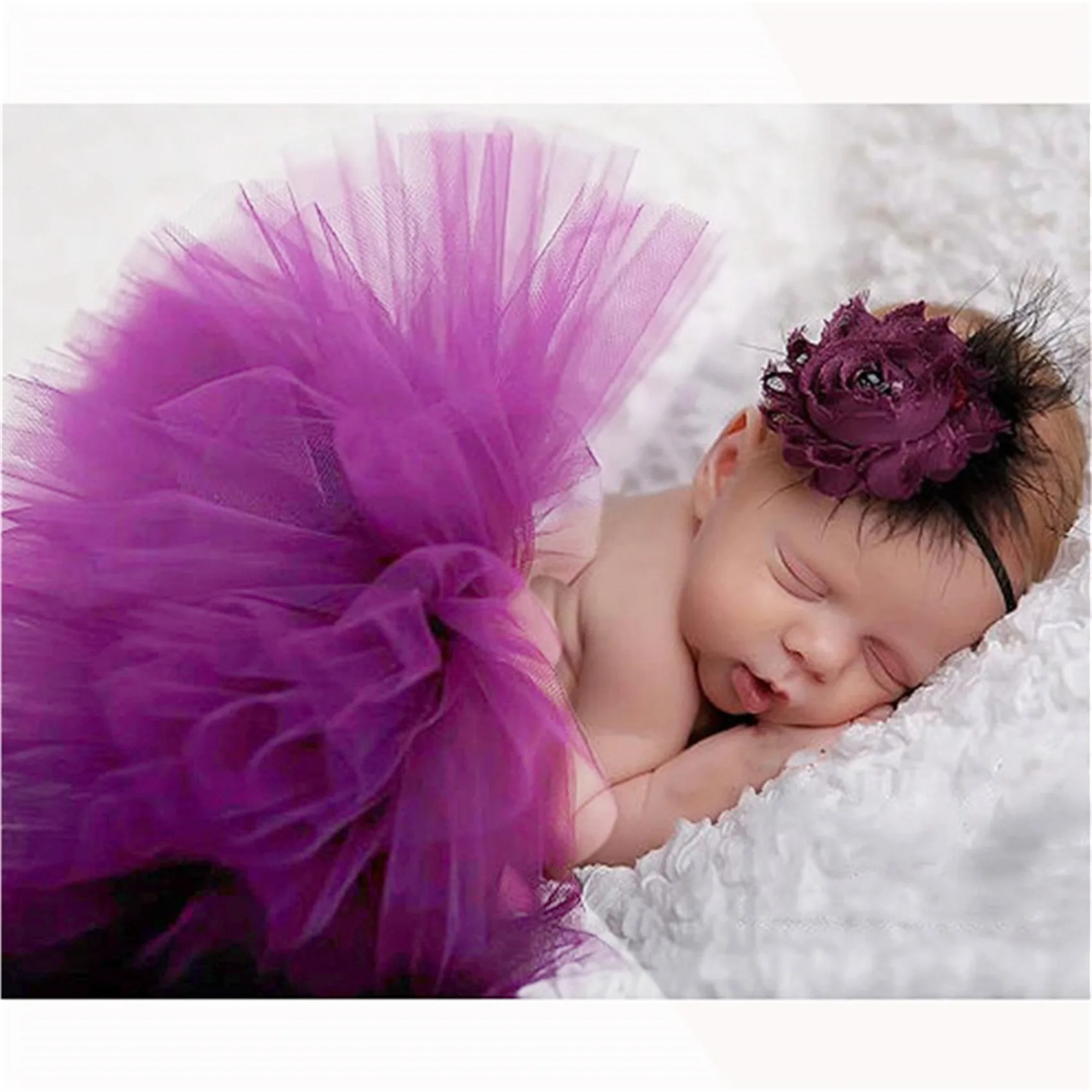 Baby Tutu Skirt Newborn Photography Props Cute Princess Infant Outfit With Flower Headband Accesssories Baby Girls Dress