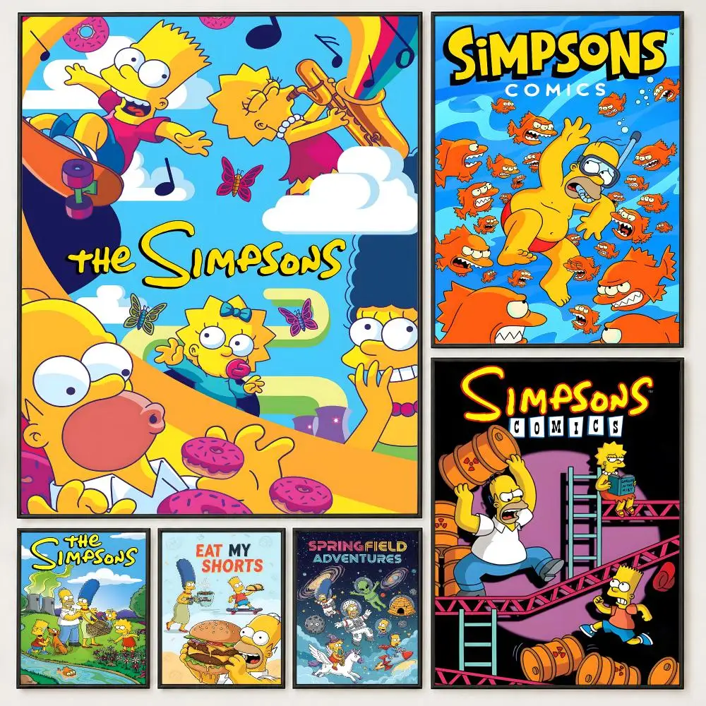 Anime The Simpsons Poster Trendiges Ästhetisches Selbstklebendes HD-Wanddekor für Zuhause, Café, Schlafzimmer, Raumdekoration, Geschenk