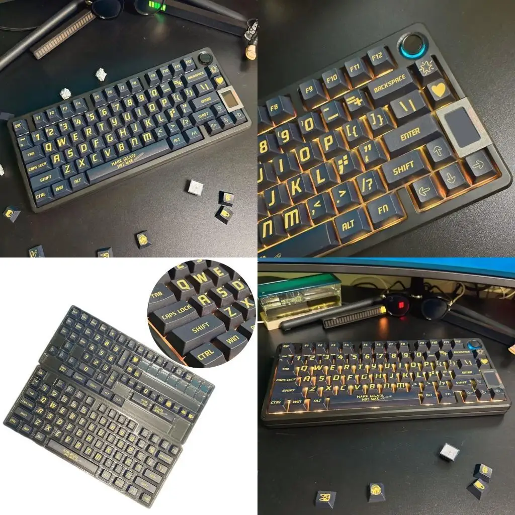 652F -Schlüsselkaps, 130Keys Schwarz Wärme Unterbett dicke PBT verbessert die Haltbarkeit für mechanische Tastaturen Typist – Detail 1