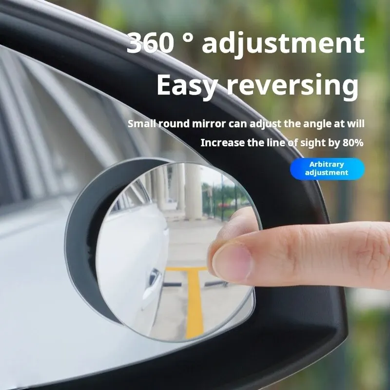 Car Blind Spot Mirror Self-adhesive Round Hd Adjustable 360 Degree Wide-angle Edgeless Reflector Rearview Mirror Accessories