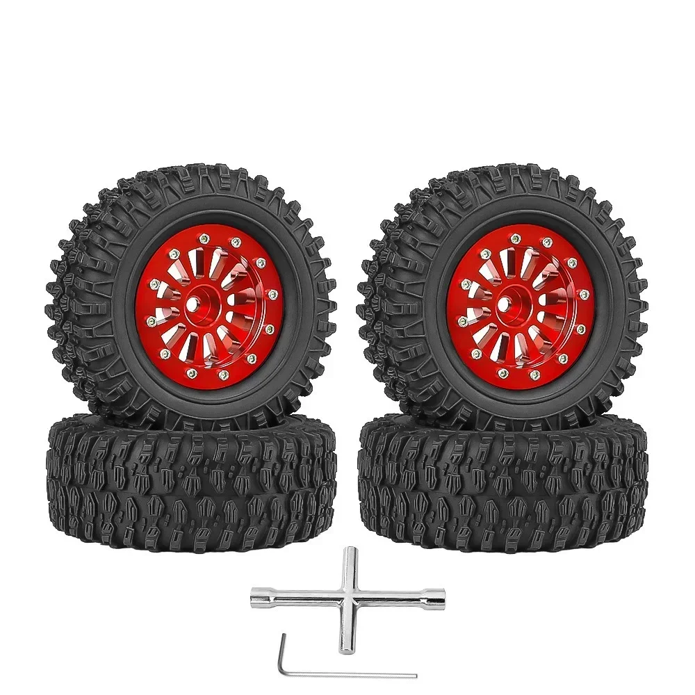 Jeu de pneus de roue à billes en métal, 65mm, 1.3 pouces, pour voiture sur chenilles 1/18 1/24 RC TRX4M SCX24 AX24 FCX24, pièces de mise à niveau, 4 pièces