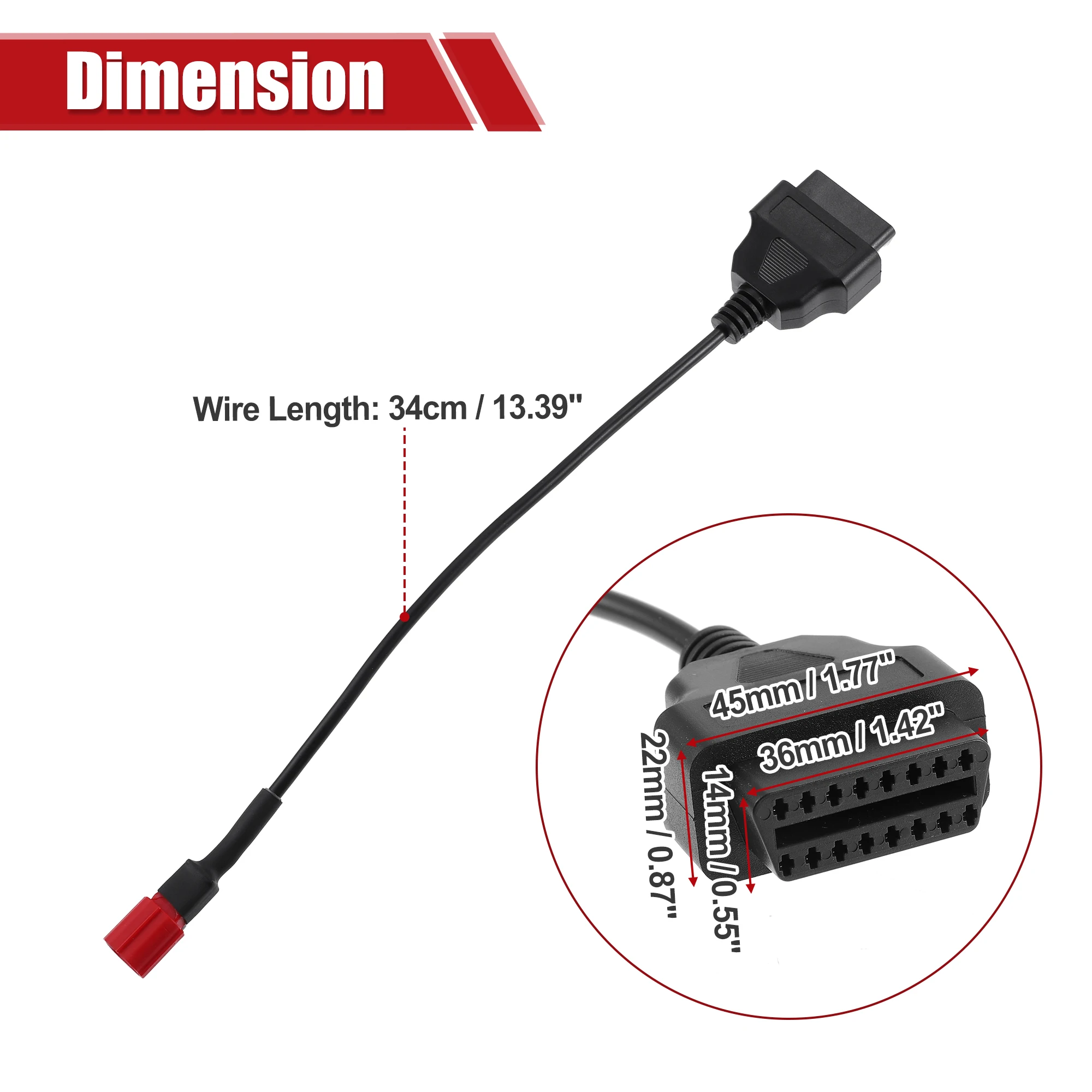 UXCELL Motorcycle 6 Pin to OBD2 Scanner Diagnostic Cable Adapter for Honda for Yamaha for Harley Davidson