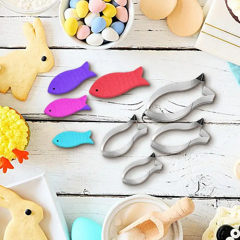 4 PCS Fish Cookie Cutter For Kids Biscuit Fondant Bread Sandwich Mold Stainless Steel Fish-shaped Biscuit Molds, Special Molds