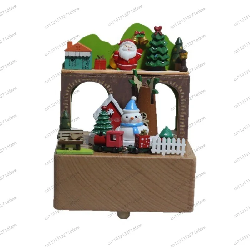 

Christmas Snowman Music Box Wooden Crafts Creative Christmas Gift Music Box