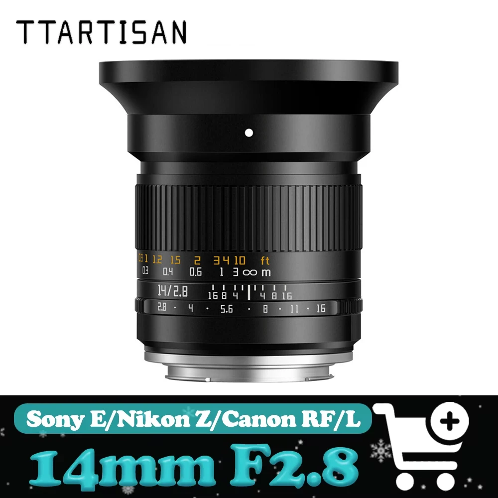 

Широкоугольный объектив TTArtisan 14mm F2.8 с ручной фокусировкой для полнокадровых камер, совместимый с Sony A6400, A7M3, Canon R50, Nikon Z5, Leica.
