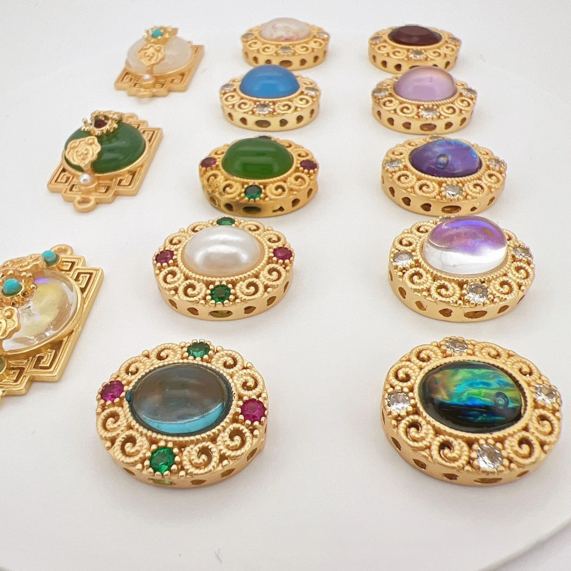 7 Pieces Copper Plated Zirconia Sand Gold Spacer Beads Diy Beads Bracelet Necklace Jewellery Accessories Materials Wholesale