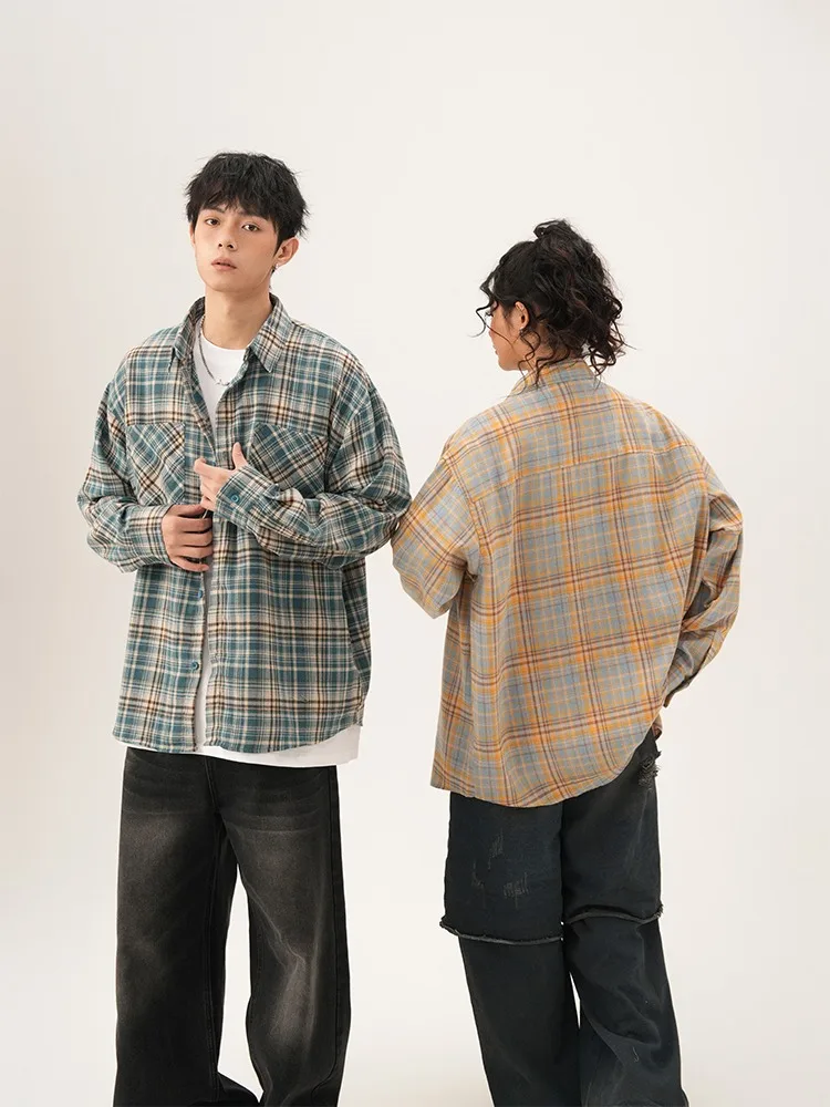 قميص رجالي كبير الحجم مستوحى من Y2k بأكمام طويلة وجيوب مزدوجة مقصوصة مناسب للجنسين ملابس الشارع الحضرية على الموضة #5