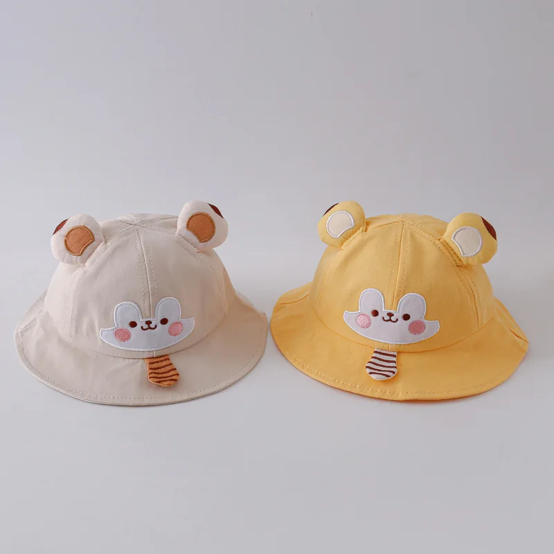 Chapeau de plage pour nouveau-né, bonnet de soleil pour bébé, oreille d'ours mignonne, casquette ander, document solide, extérieur, enfants, garçons, filles, printemps, hiver, E27