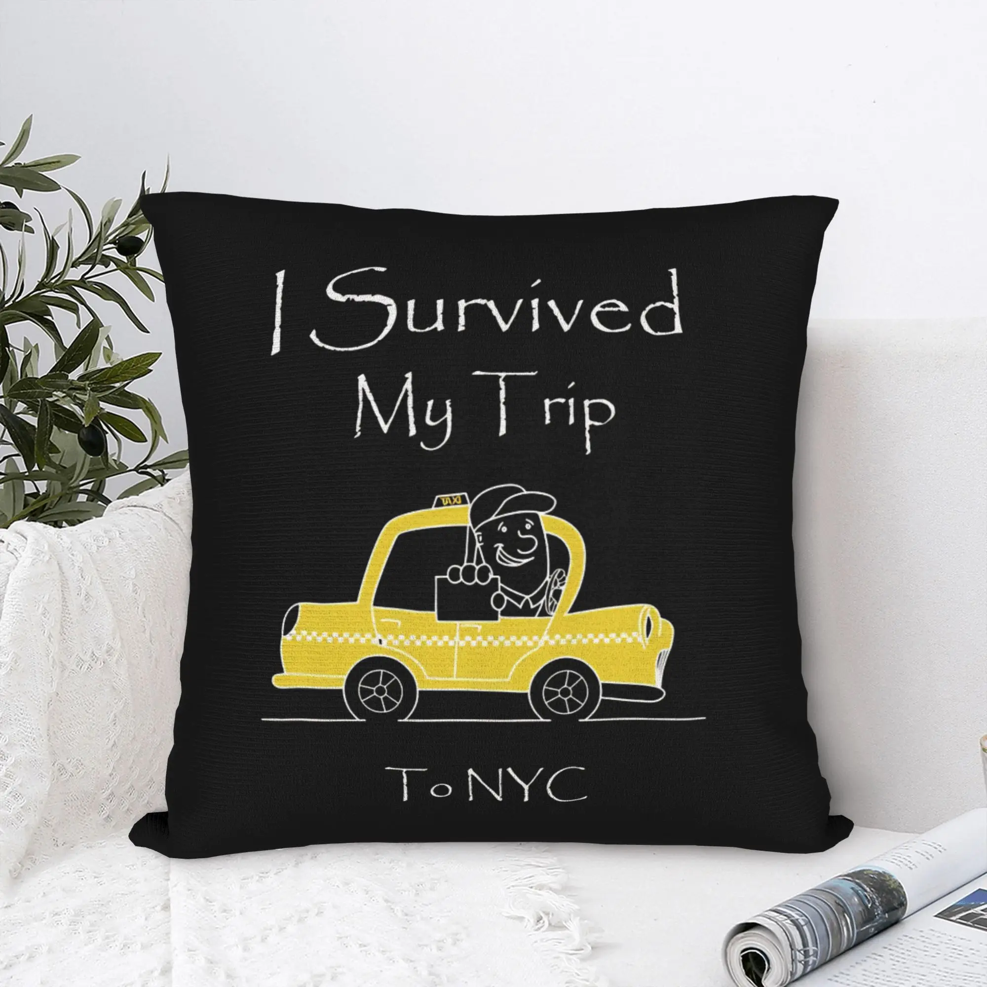 I Survived My Trip To NYC  Square Pillow Cases New York Travel  Cushion Covers Customized Zippered Decor Pillowcase for Bed