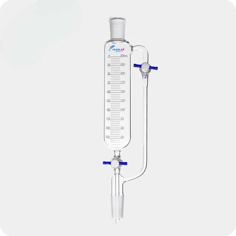 JOAN Lab Glassware Borosilicate 3.3 Separating Funnel Cylindrical With PTFE High Vacuum Valve