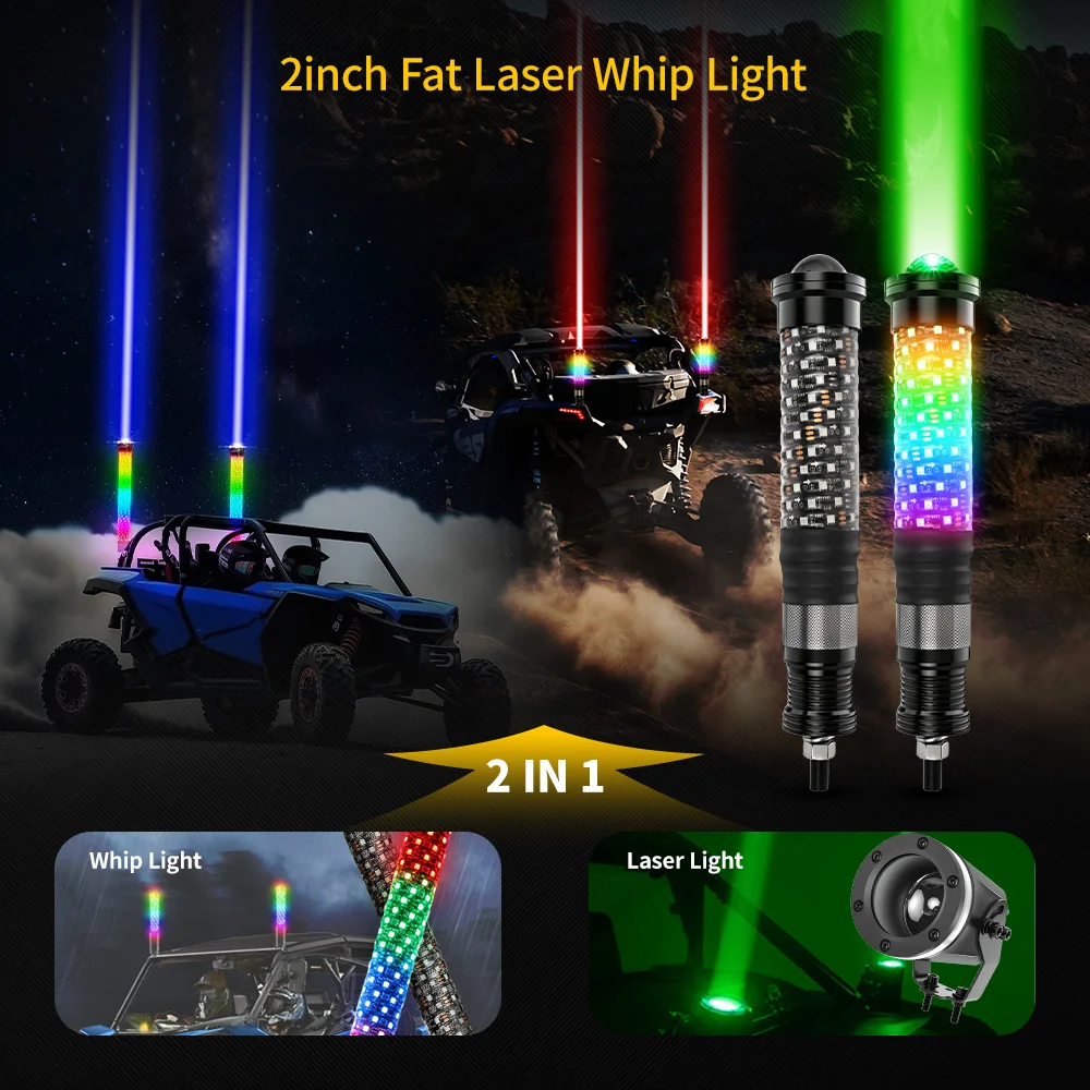 Wholesale Alien Fat Whip Lights Laser For UTV Waterproof LED Whip Antenna Lights With Remote Control Antenas Led Para RZR ATV
