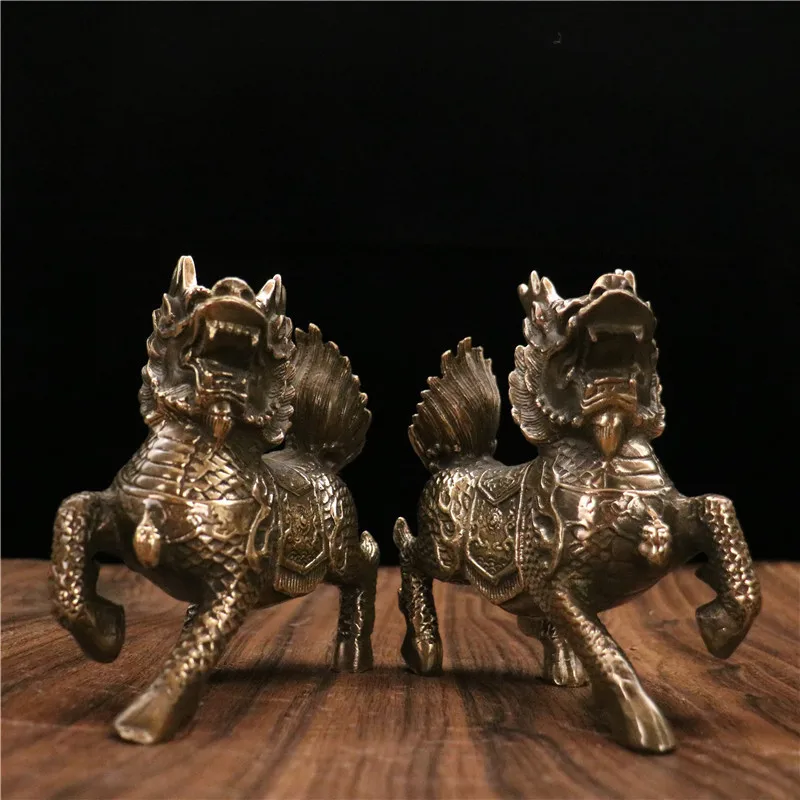 Pure brass auspicious auspiciousness, fertility, longevity, and prosperity - Kirin animal treasure gathering ornament for openin