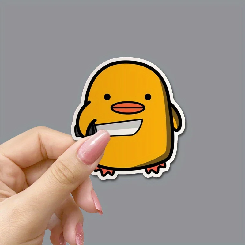 4PCS Humorous Duck Holding Knife Vinyl Stickers Cute Waterproof Decals for Skateboard Notebook Car Window Laptop Decor