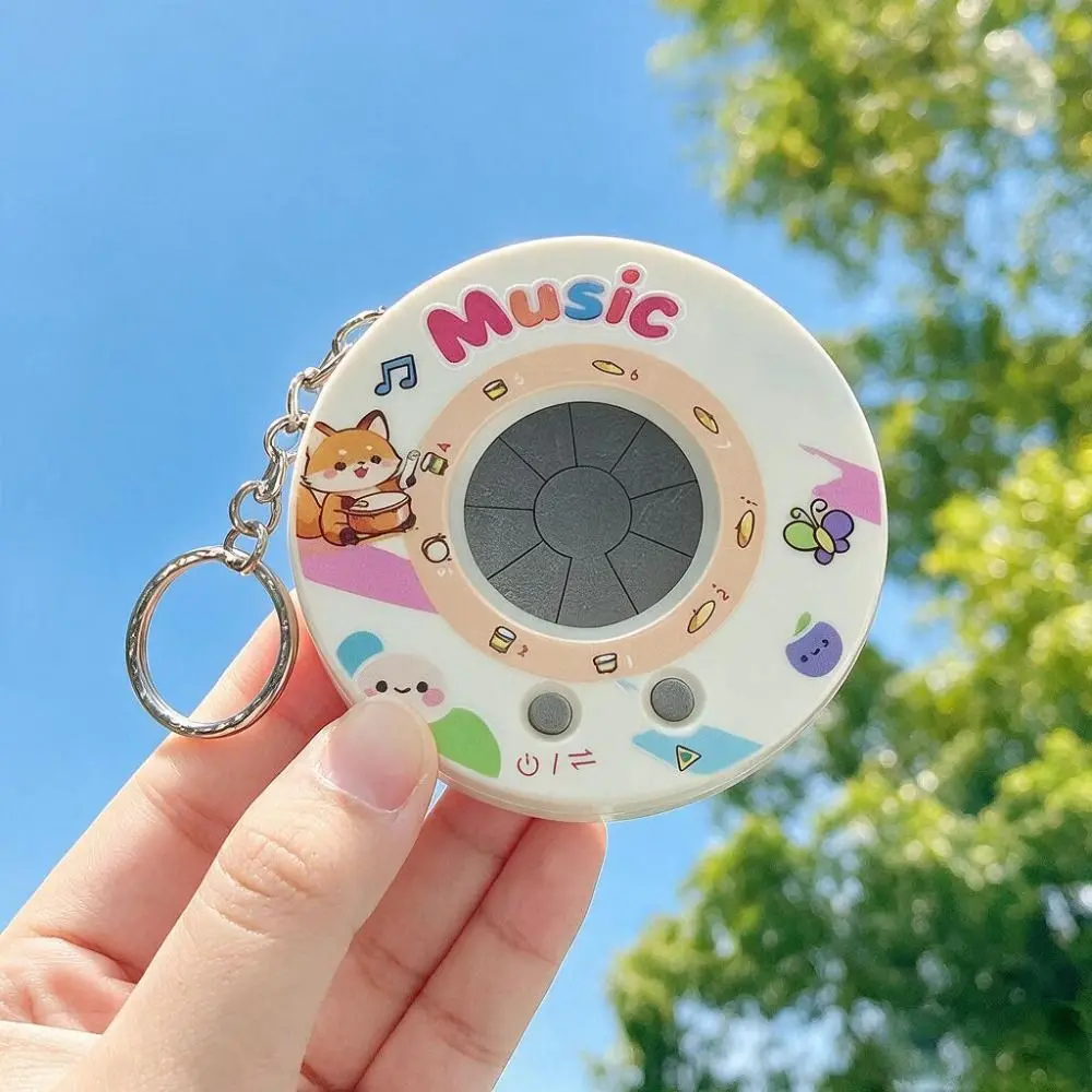 Round Recording Electronic Drum Keychain Sounding Interactive Electronic Piano Drum Keychain Mini Playable