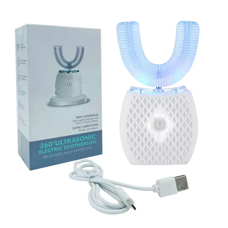 

Professional Electric Toothbrush Adult Automatic Rechargeable Hands Free 360 Cleaning U Shape Toothbrush