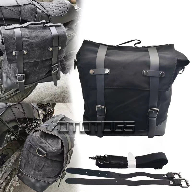 For BMW R1200GS Waterproof Motorcycle Vintage Canvas Bag Motor Side Luggage Universal Travel Shoulder Bag for Honda Forza350