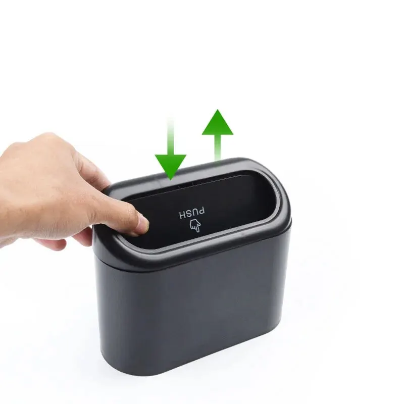 Car Trash Bin Hanging Vehicle Garbage Dust Case Storage Box Plastic Pressing Square Trash Can Type Auto Car Supplies image 5