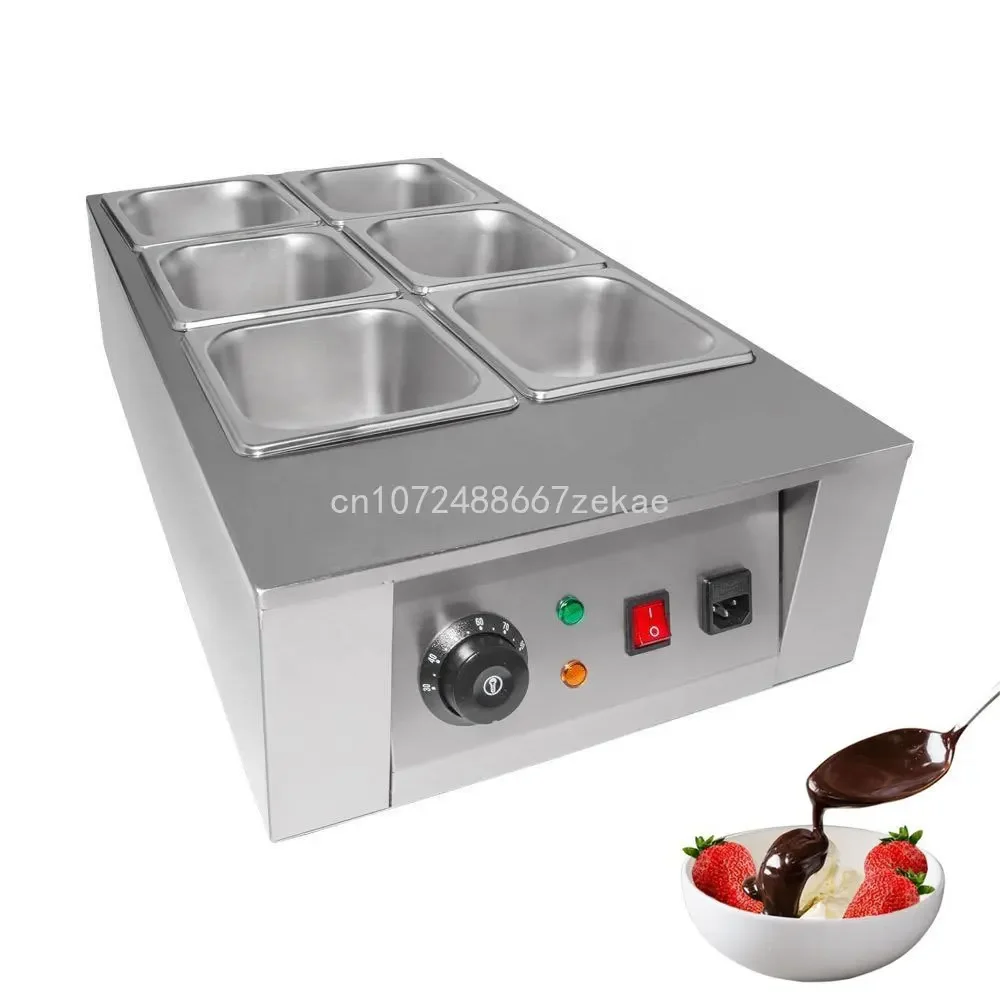 CE Electric 6 Tank Chocolate Melting Machine Chocolate Melter Electric Chocolate Cheese Butter Heater Pots Snack Machine