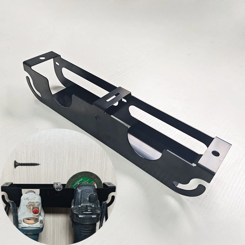 Estante de almacenamiento para amoladora angular, estante de plataforma de perforación montado en la pared de acero al carbono duradero, soporte alargado, herramientas de clasificación de lugares estables