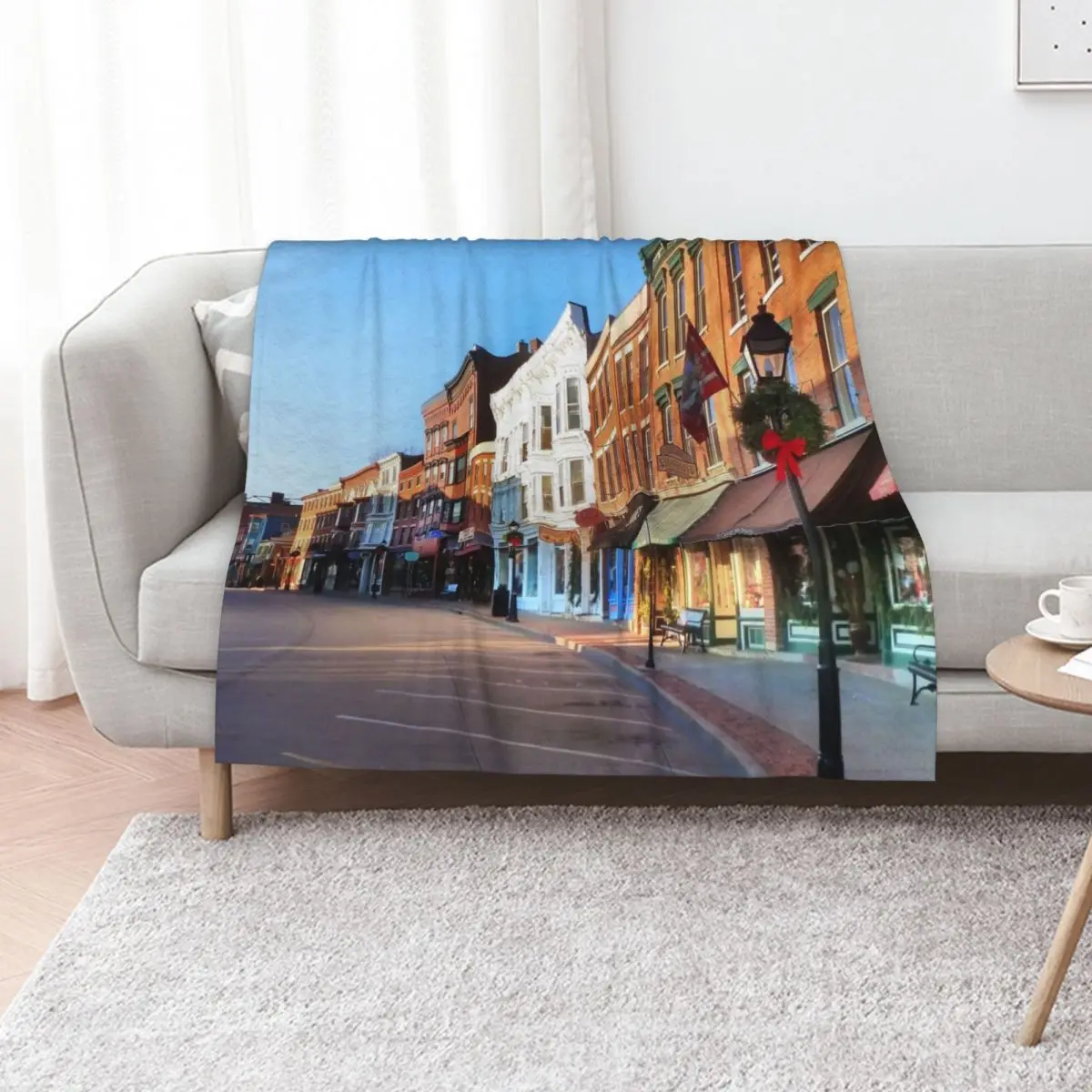 Morning on Main Street Throw Blanket Outdoor Soft Blanket for Picnic Beach Camping