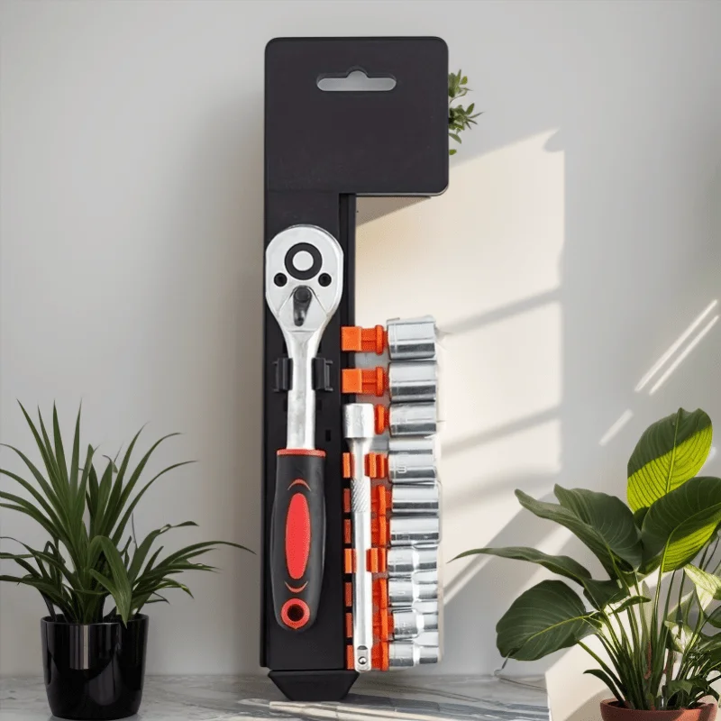 Conjunto de soquete de aço carbono de 12 peças com chave de catraca - ideal para manutenção de automóveis, motocicletas e bicicletas, itens essenciais para reparo de automóveis