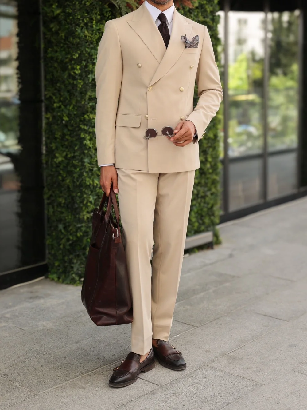 Charming Double-breasted Men Suit Set 2PCS 2025 Handsome Peak Lapel Men Suit For Best Man Formal Performance Suit Trajes For Hom